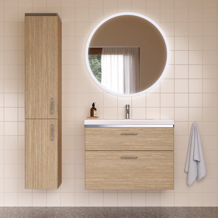 Porsgrund Glow baderomsmøbel i eik og Geberit Option speil Porsgrund Glow baderomsmøbel i eik og Geberit Option speil