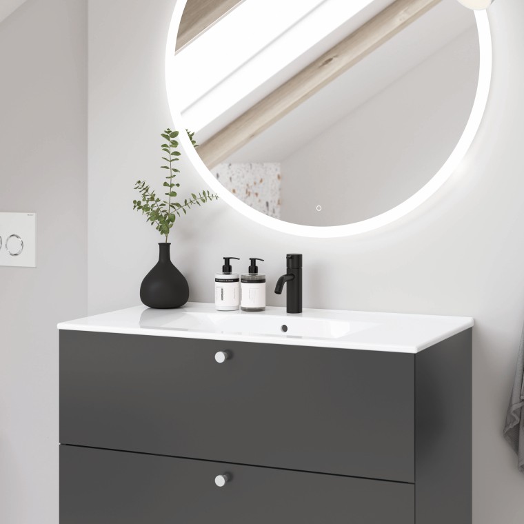 Porsgrund Elegant baderomsmøbel i sort og Geberit Option speil